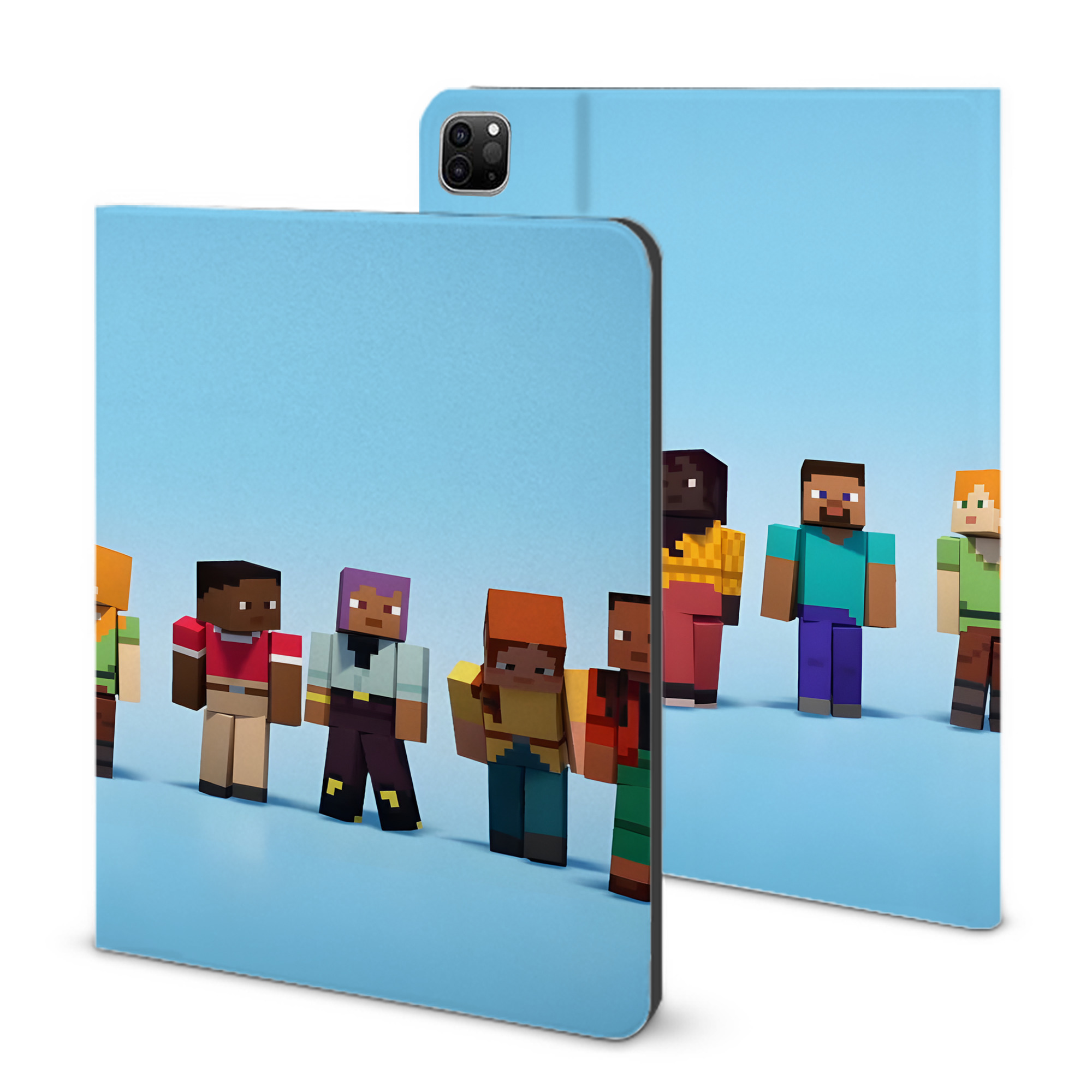 （画像用） マインクラフト ブロックの世界 Minecraft MC Block world IPad ケース ブック型 PUレザー TPU 耐衝撃 軽量 薄型 ペン収納なし 全面保護 IPad 各モデル対応